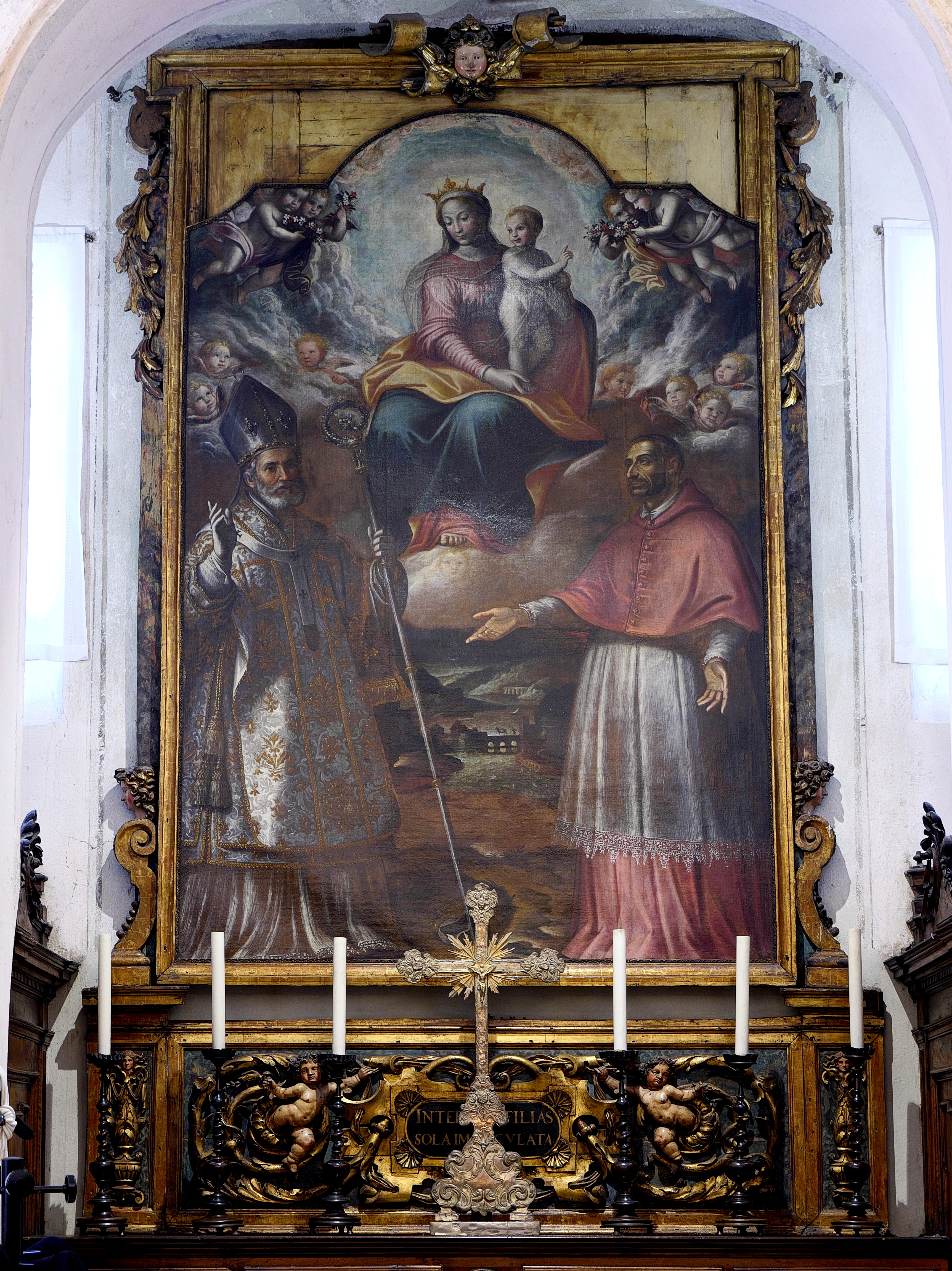 Caravaggio (Bergamo) - Madonna con Bambino e i santi Ambrogio e Carlo nella Chiesa dei santi Fermo e Rustico - Foto a piena risoluzione